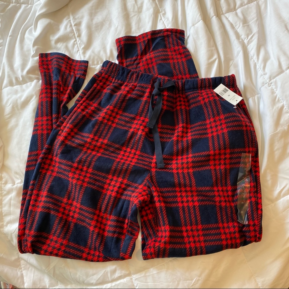 NWT mens plaid pajama pants fleece material